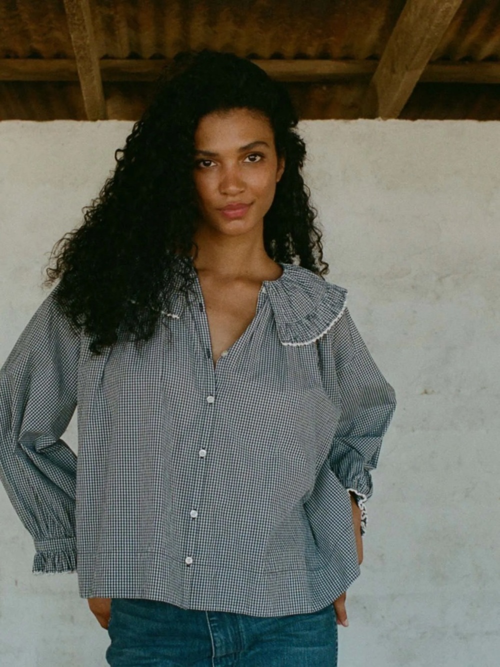 Doen SEYCHELLE TOP in AZURE PARIS GINGHAM